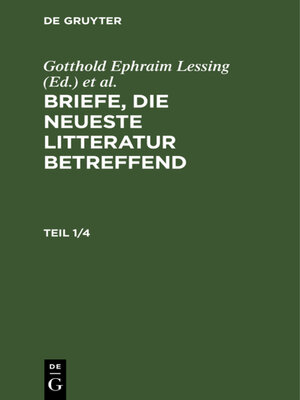 cover image of Briefe, die neueste Litteratur betreffend. Teil 1/4